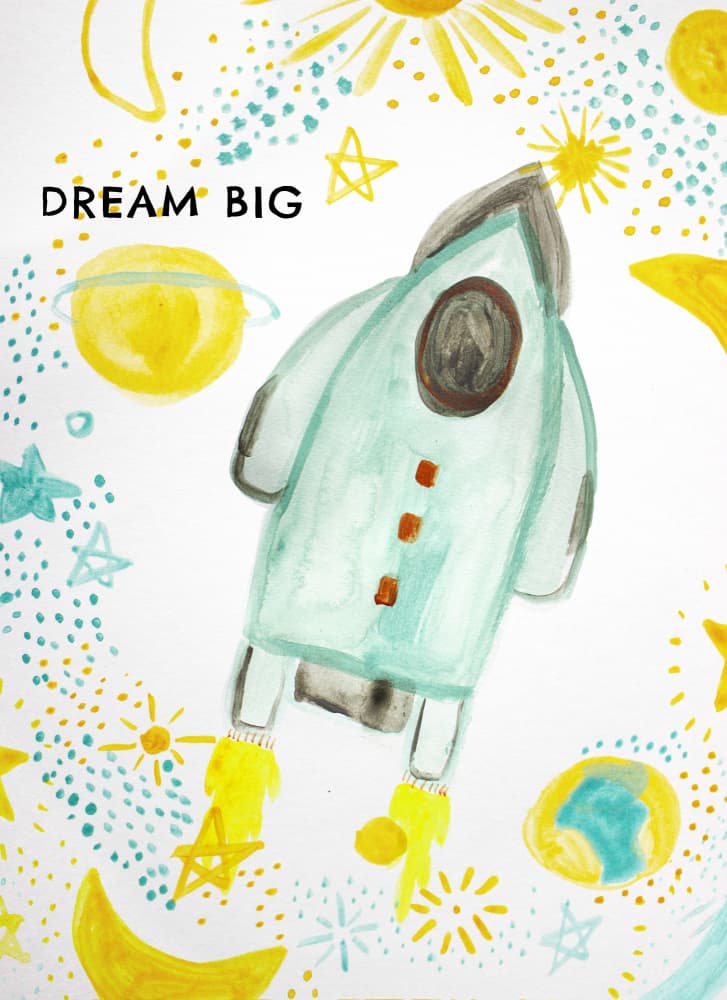 Dream Big Rocket by Gemma Bardot — canvas wall art