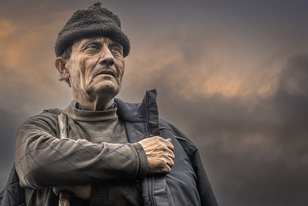 Weathered Man's Gaze by Linda Wride — canvas wall art