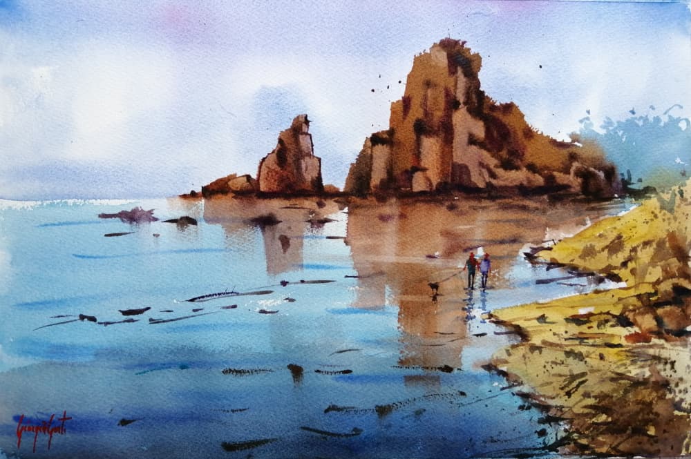 Rocky Coast Reflections by Giorgio Gosti — canvas wall art