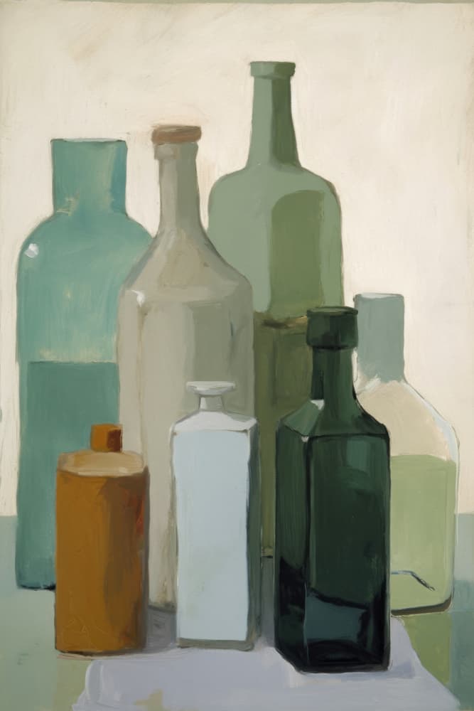 Muted Bottles by Treechild — canvas wall art