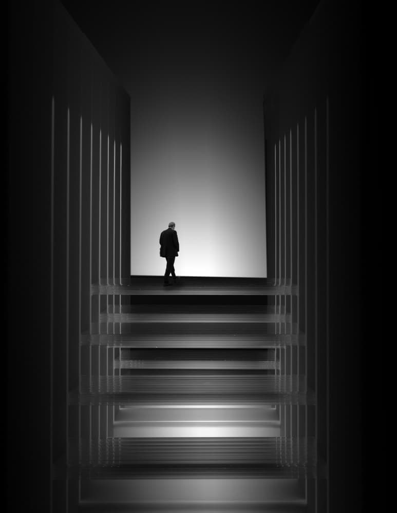 Lone Figure on Steps by Maurits De Groen — canvas wall art