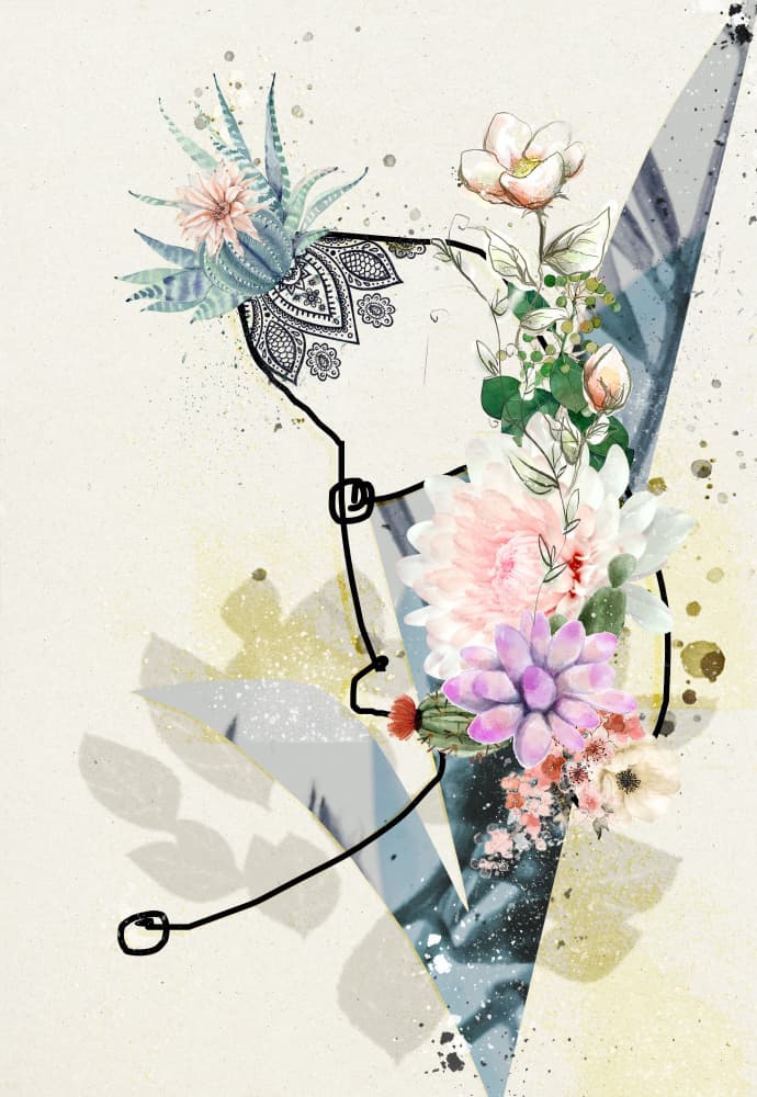 Feminine Floral Outline by Pelin Atilla — canvas wall art