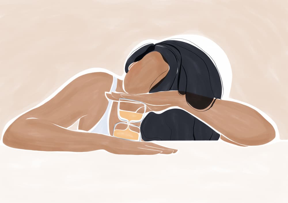 Woman Contemplating Time by Ivy Green Illustrations — canvas wall art