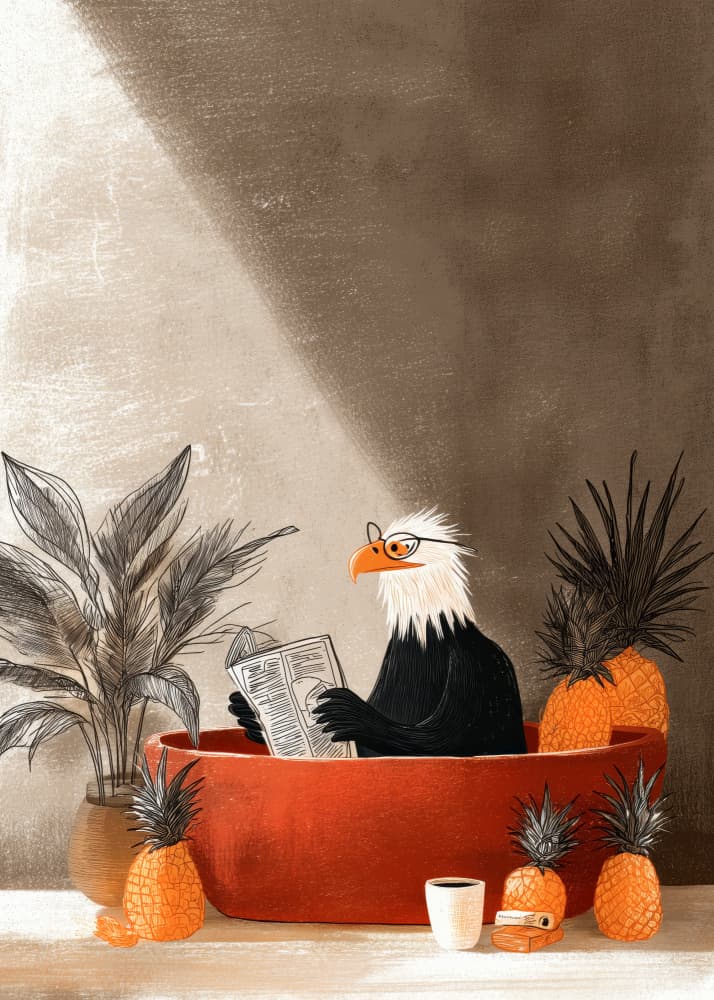 Thoughtful Eagle Reading by Justyna Jaszke — canvas wall art