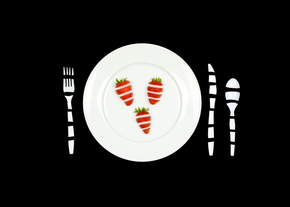Modern Striped Strawberries by Mike Melnotte — canvas wall art