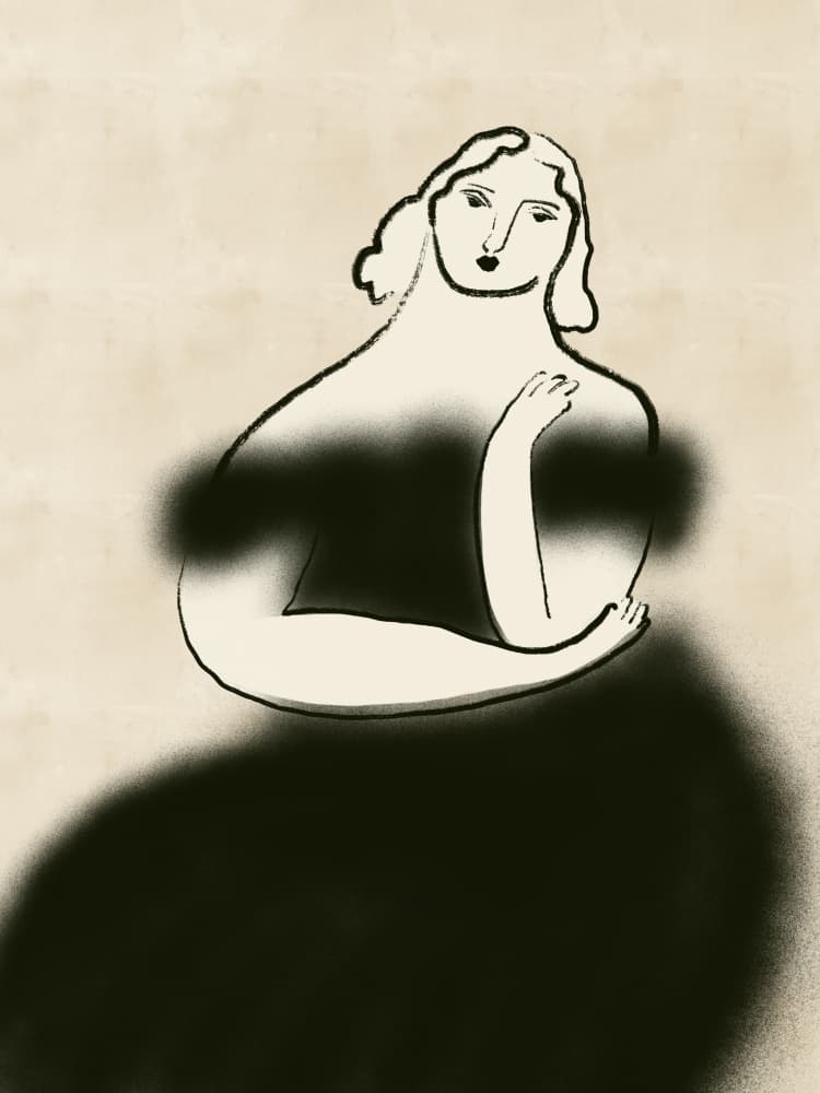 Pensive Woman Portrait by Little Dean — canvas wall art