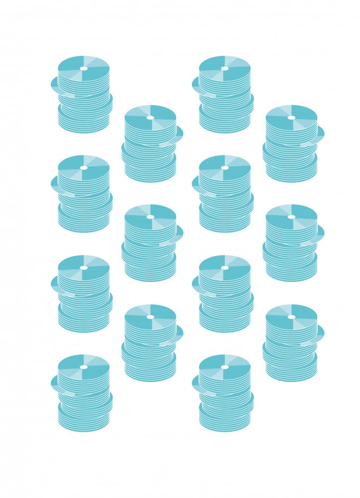 Repeating Blue Discs by kathrinmay — canvas wall art