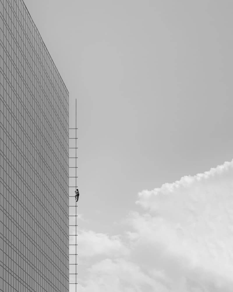 Climber On Building Ladder by alizolghadri93 — canvas wall art