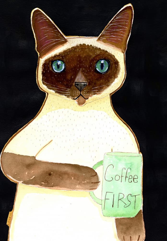 Coffee First Cat by Sharyn Bursic — canvas wall art