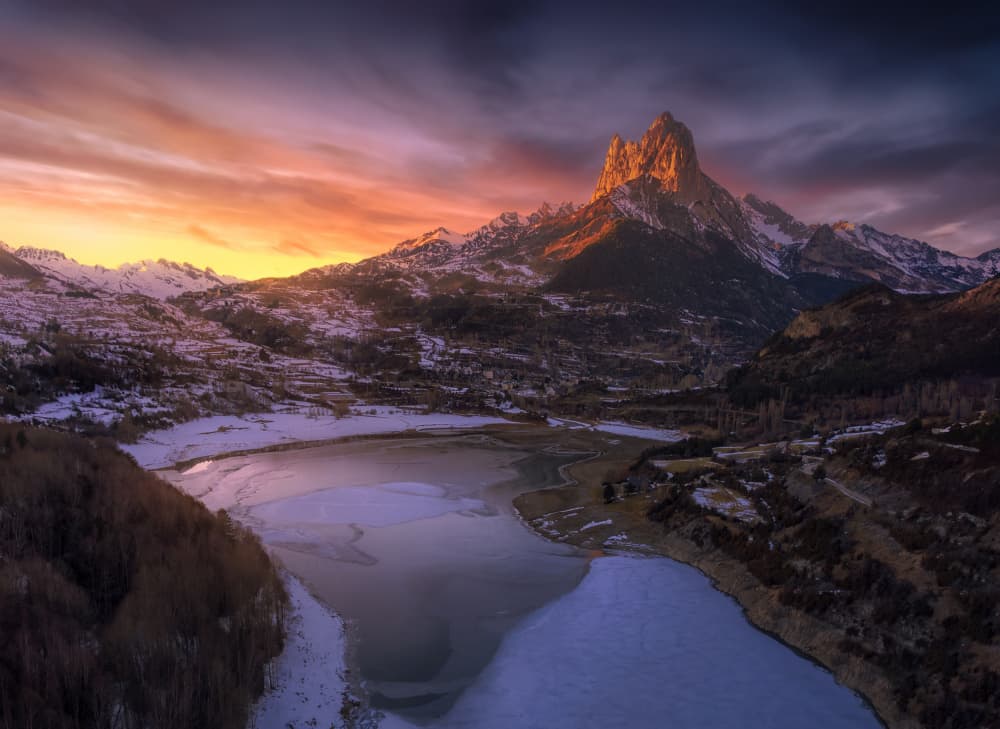 Golden Mountain Sunset by joanaduenas — canvas wall art