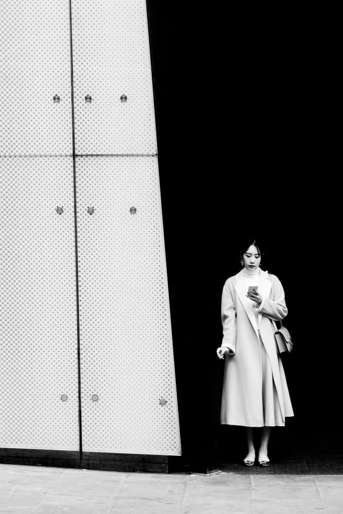Solitary Woman Phone by Evelin Dobrev — canvas wall art