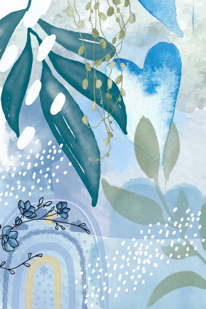 Serene Blue Botanicals by Sally Ann Moss — canvas wall art