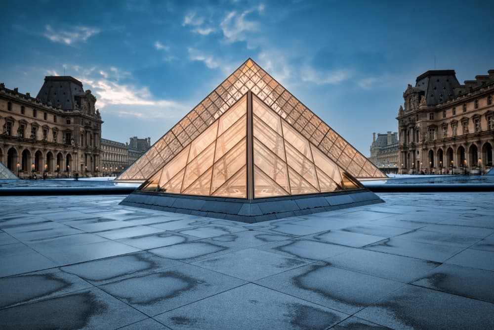 Louvre Pyramid Glow by Amir Ehrlich — canvas wall art