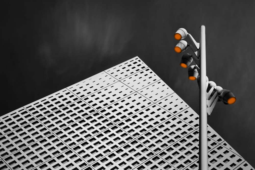 Geometric Orange Lights by Hans-Wolfgang Hawerkamp — canvas wall art