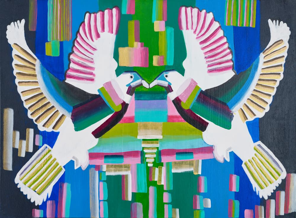 Geometric Love Birds by Amy Diener — canvas wall art