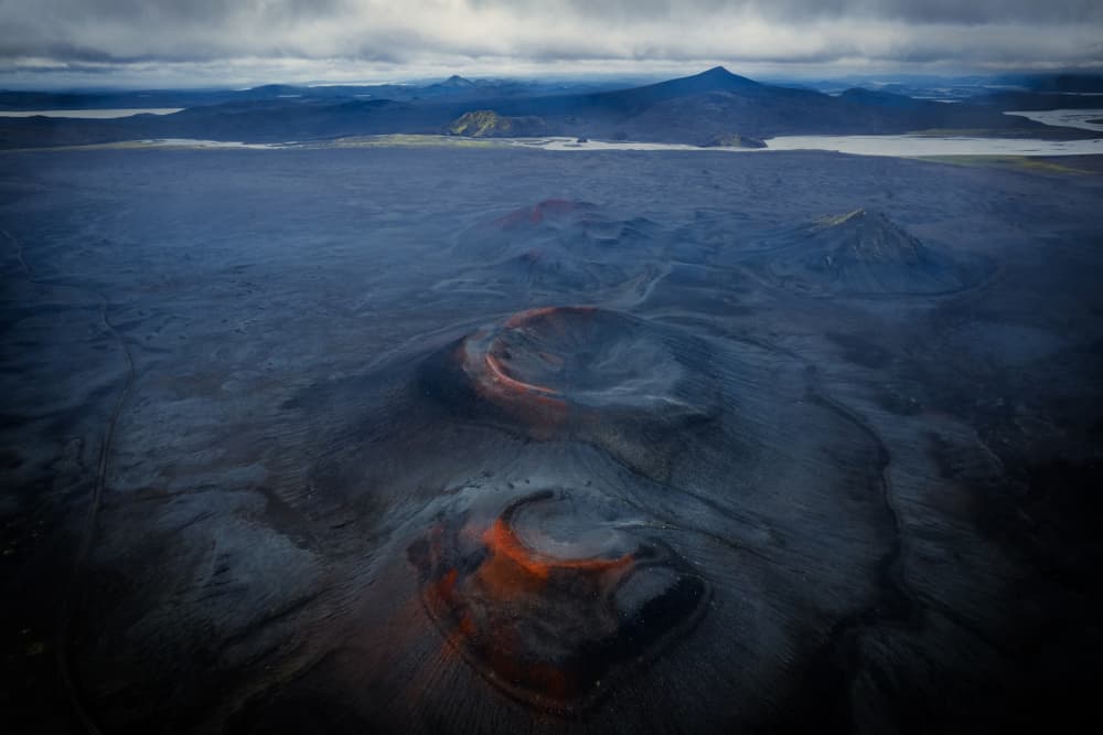 Vibrant Volcanic Craters Aerial by Chao Feng 天馬 — canvas wall art