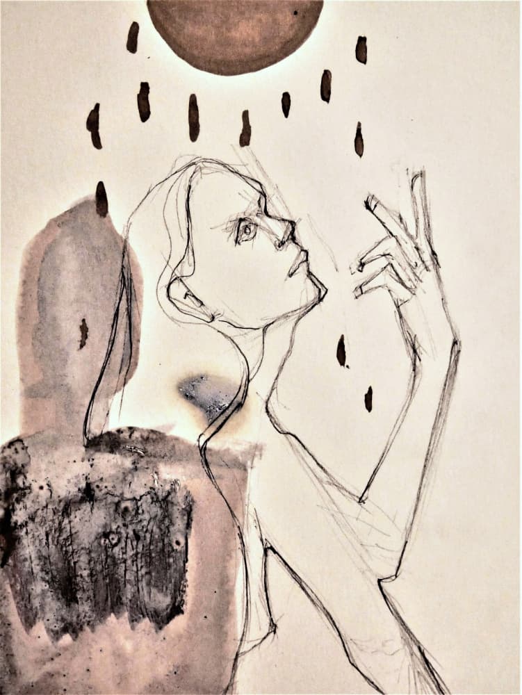 Contemplative Rain Portrait by Doris Schmitz — canvas wall art