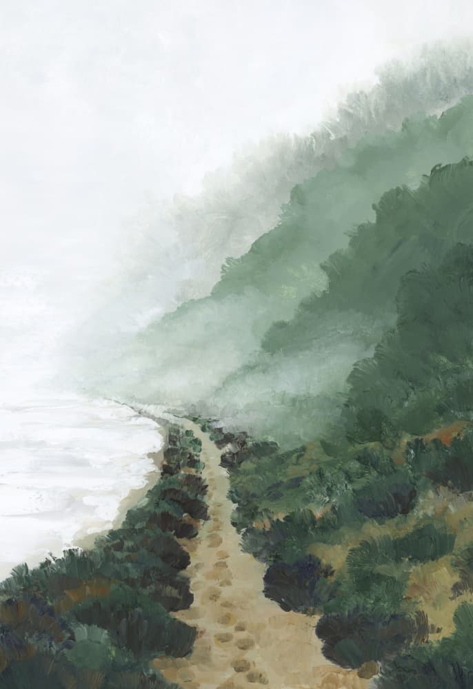 Misty Coastal Path by Rosana Laiz Blursbyai — canvas wall art