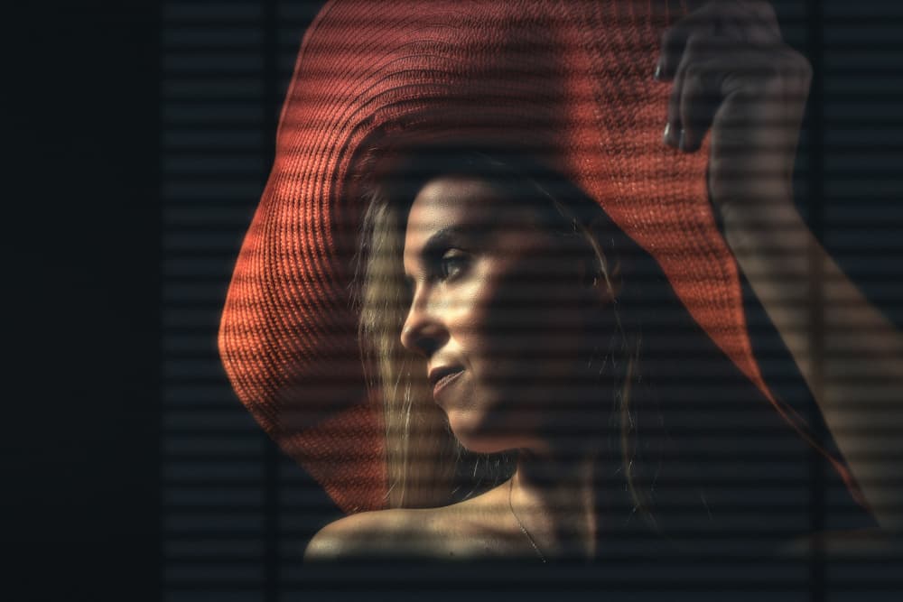 Mysterious Woman Red Hat by Sharon Levy — canvas wall art