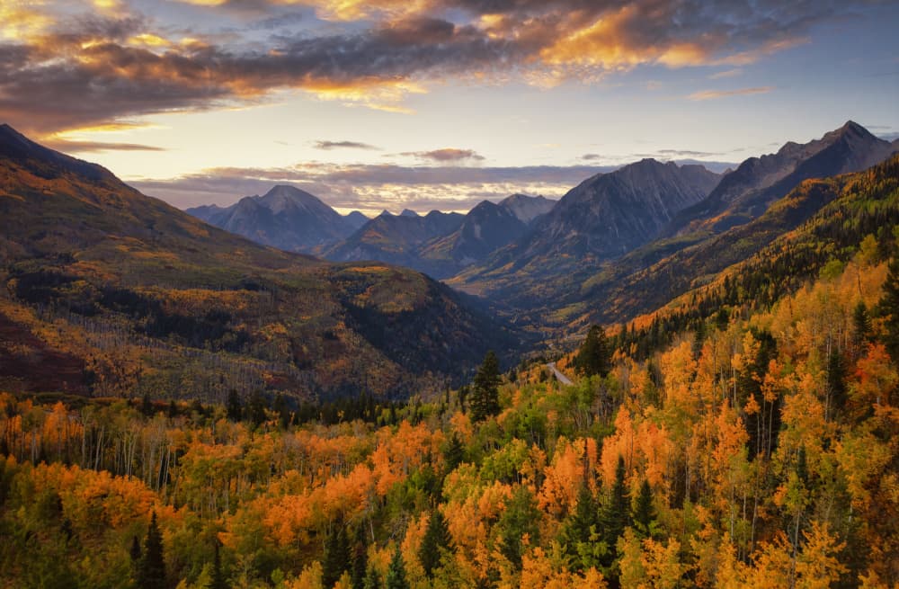 Golden Autumn Mountain Valley by Michael Zheng — canvas wall art