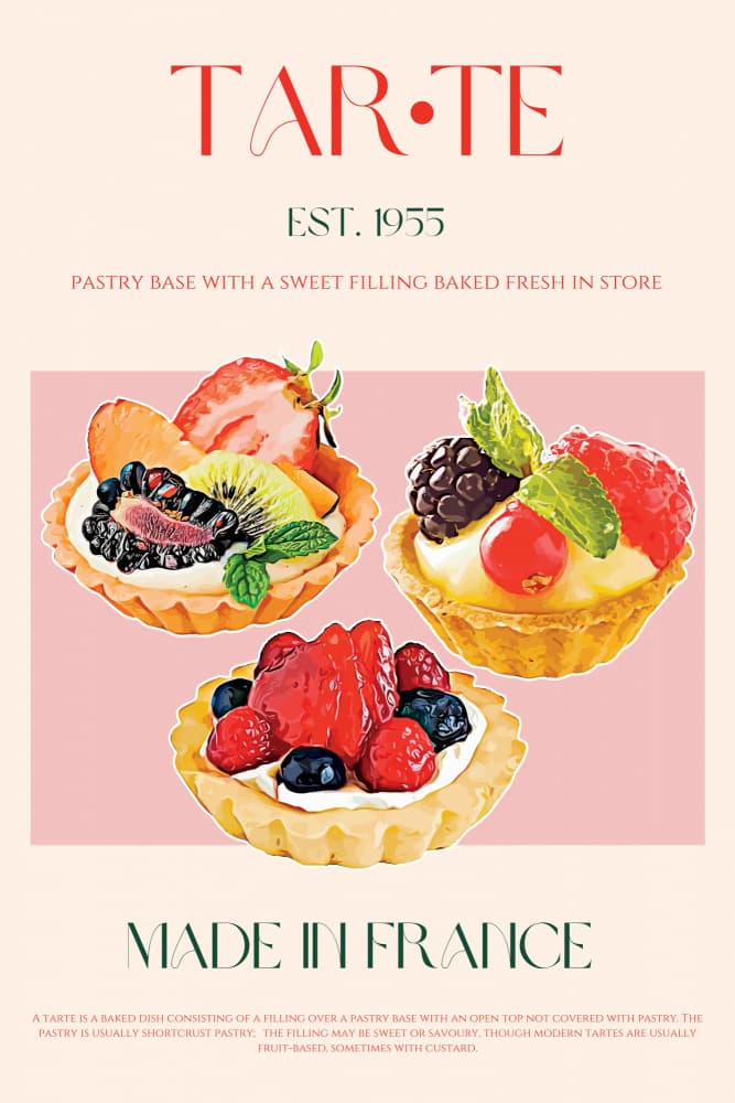 French Fruit Tarts by Nazma Khokhar — canvas wall art