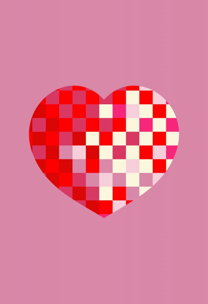 Pixelated Love Heart by Rosana Laiz Blursbyai — canvas wall art
