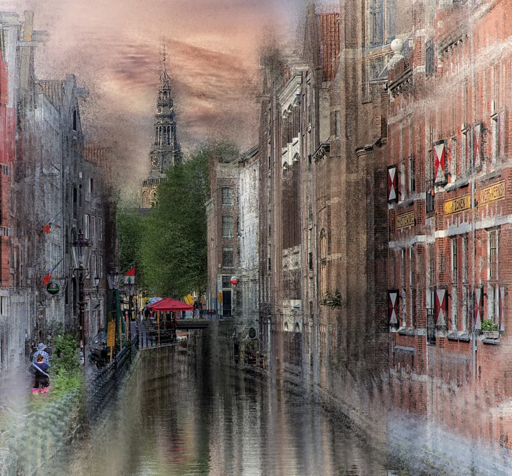 Moody Amsterdam Canal View by C.S. Tjandra — canvas wall art