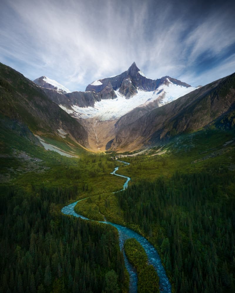 Alpine River Valley by Leah Xu — canvas wall art