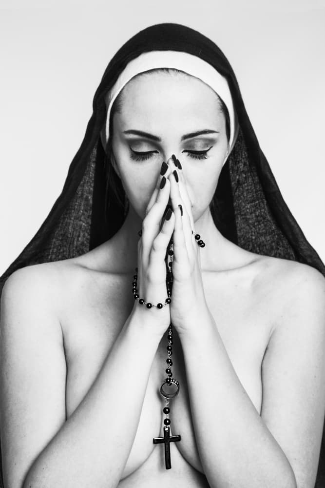 Praying Nun With Rosary by Igor Genovesi — canvas wall art