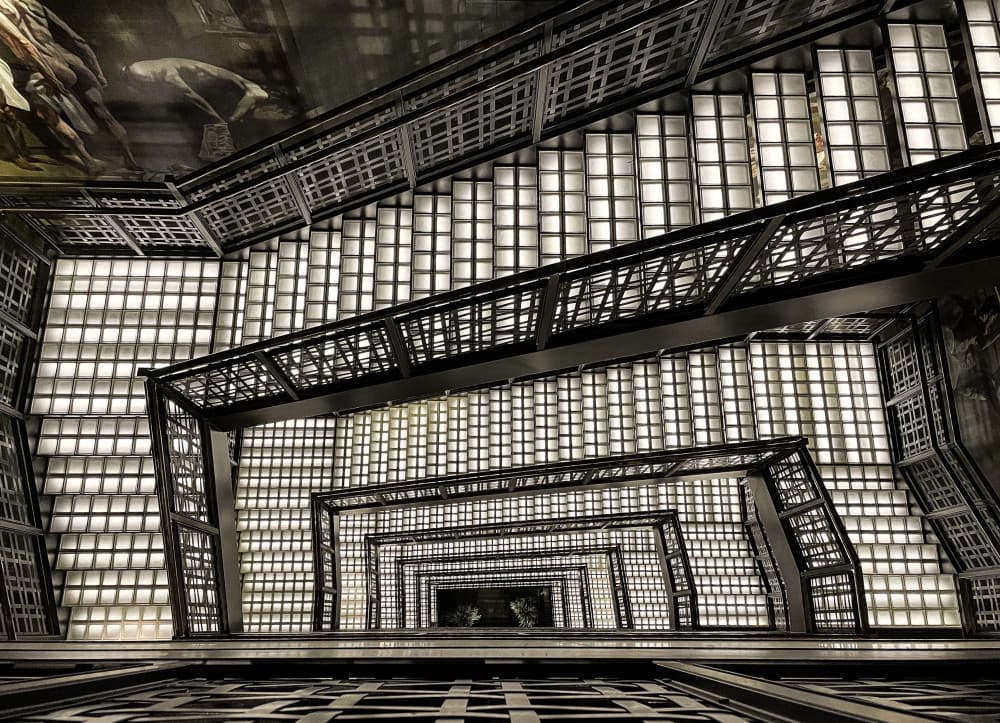 Illuminated Spiral Stairwell by KIMIO KOBAYASHI — canvas wall art