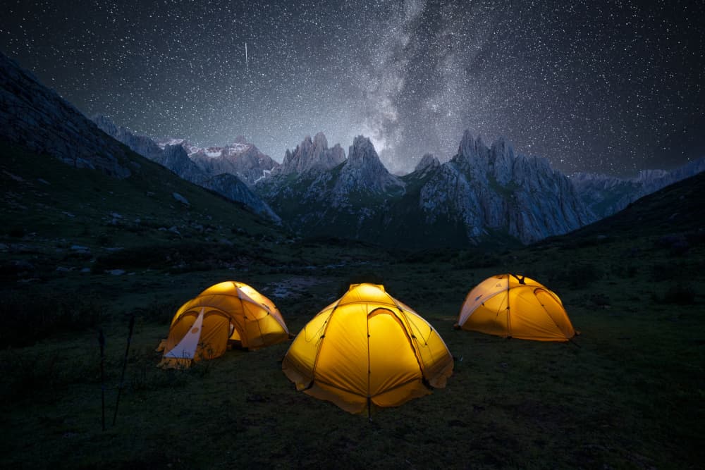 Starry Mountain Camping by Chao Feng 天馬 — canvas wall art