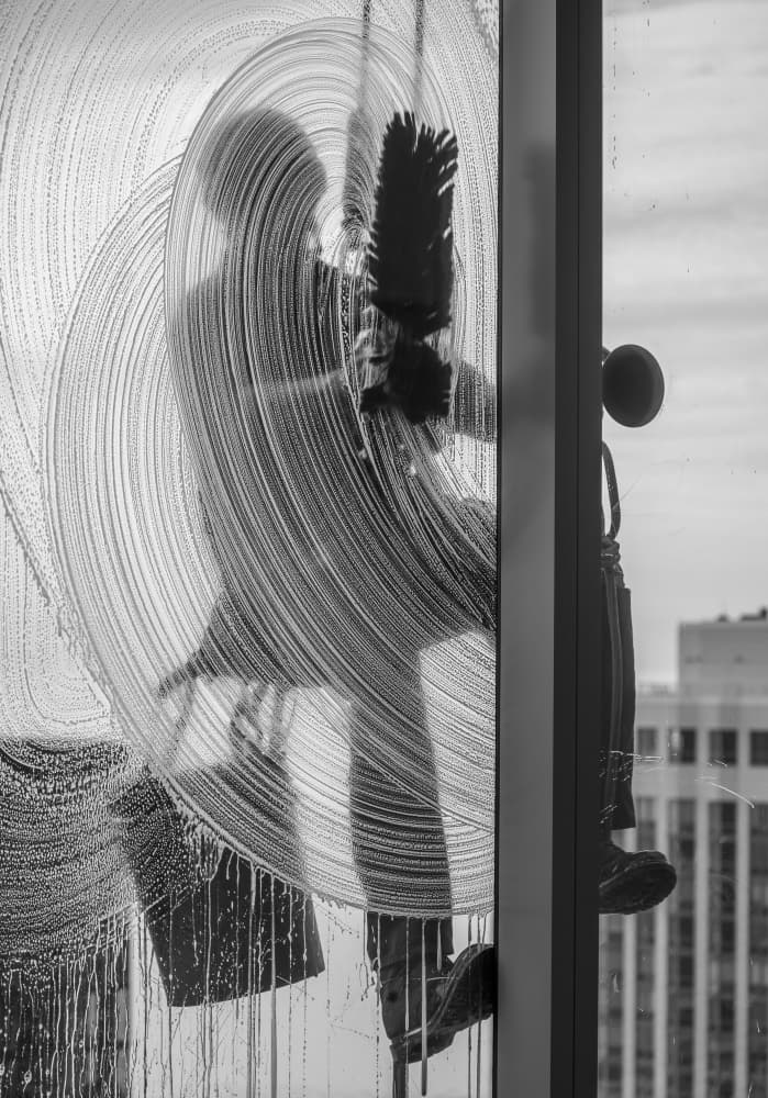 Window Cleaner at Work by Marek Lapa — canvas wall art