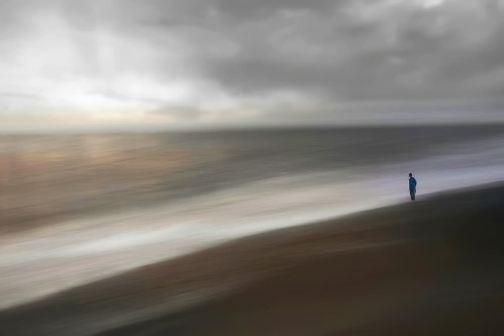 Man on Serene Shore by MingLun Tsai (蔡明倫) — canvas wall art