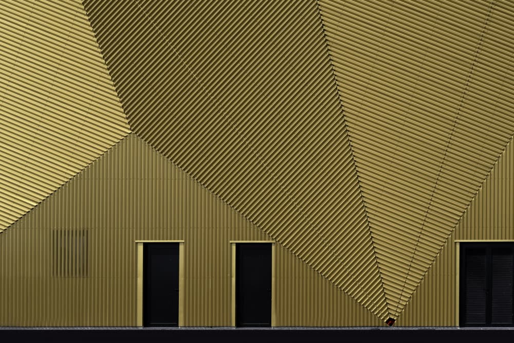 Golden Geometric Facade by Greetje van Son — canvas wall art