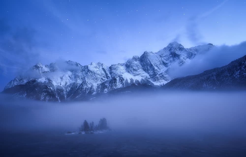 Misty Mountain Night by Daniel Gastager — canvas wall art