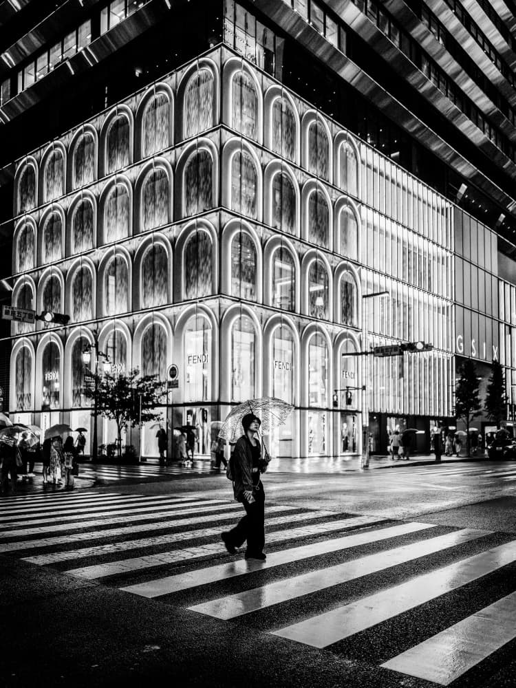 Night City Street Reflections by Yuzo Fujii — canvas wall art
