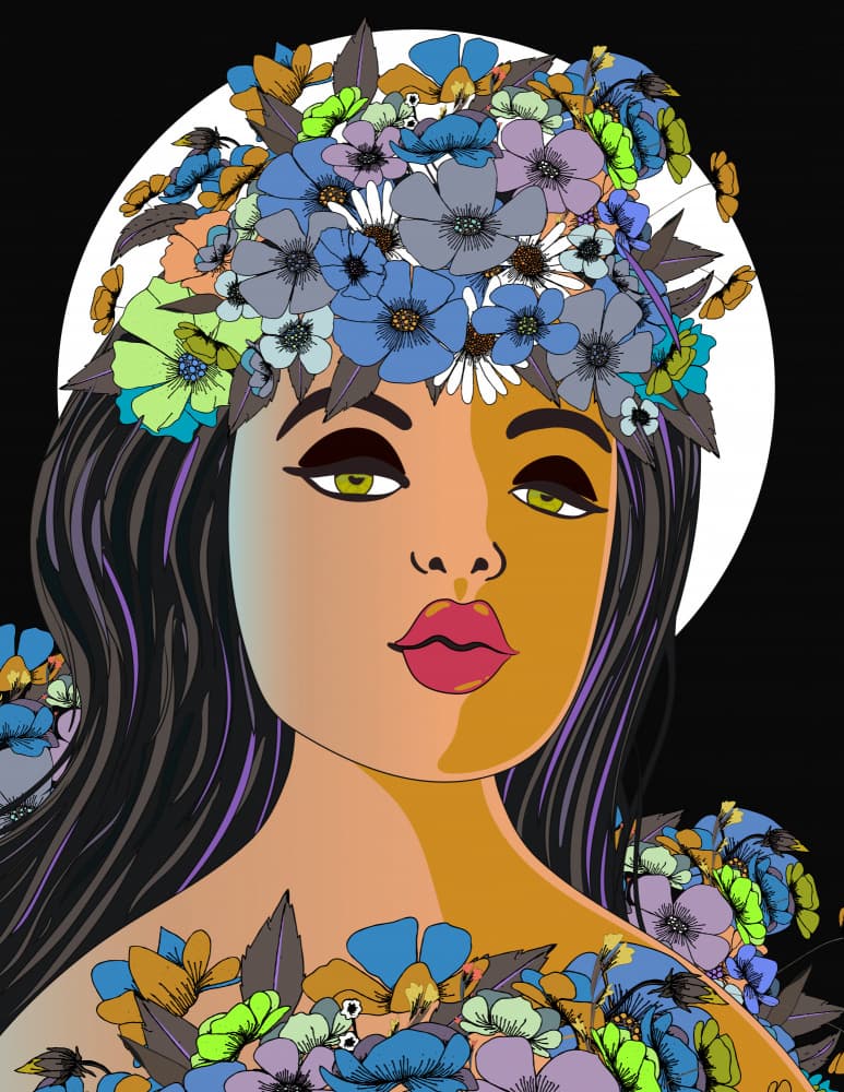 Serene Floral Portrait by Nicholas — canvas wall art