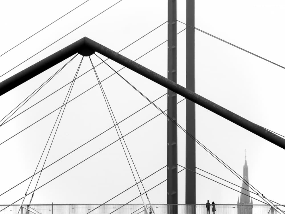 Modern City Bridge Lines by Klaus Lenzen — canvas wall art