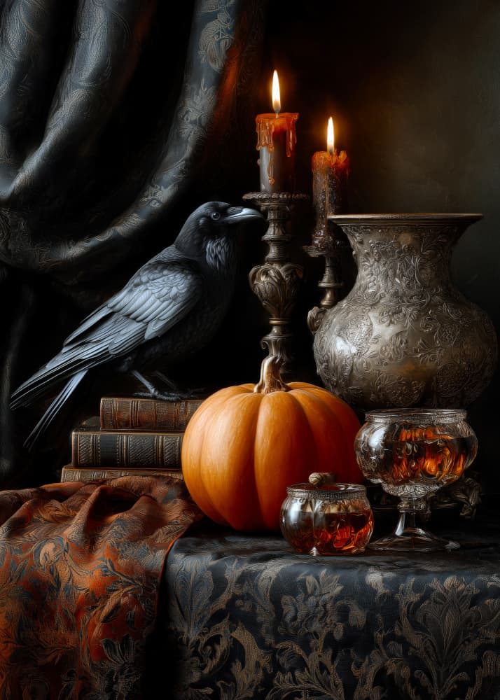 Dark Autumn Still Life by Justyna Jaszke — canvas wall art