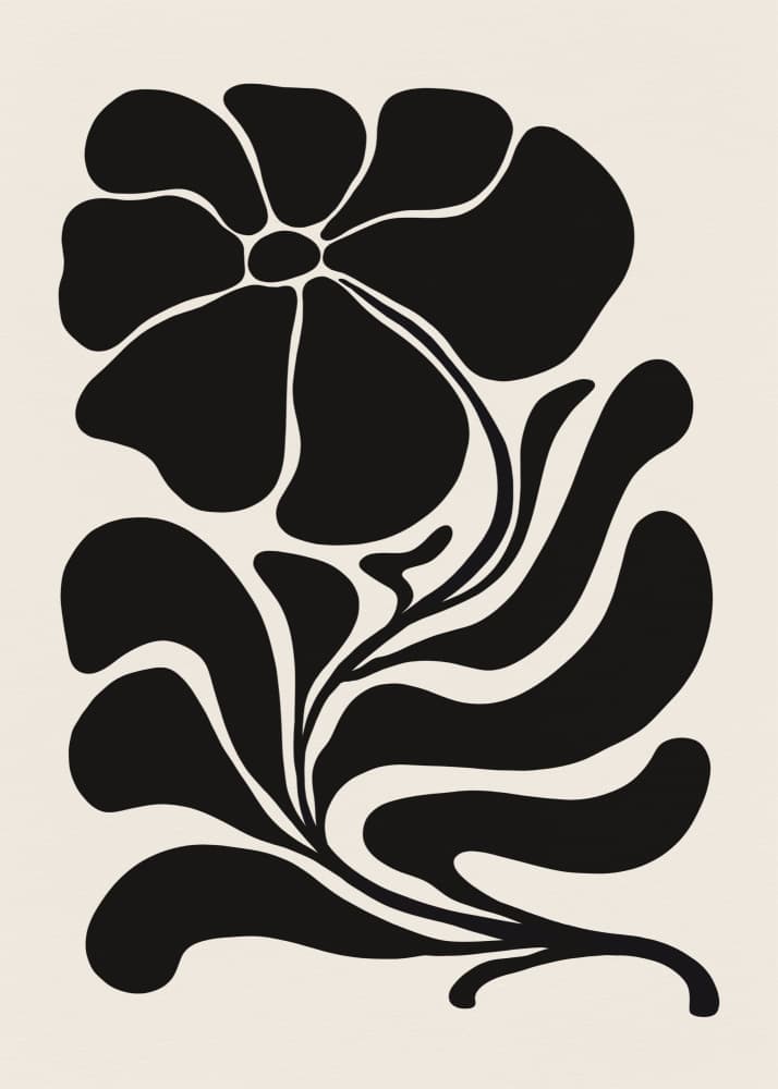 Black Floral Silhouette by Tara Royle — canvas wall art