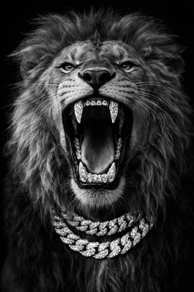 Roaring Diamond Lion by Josie George — canvas wall art