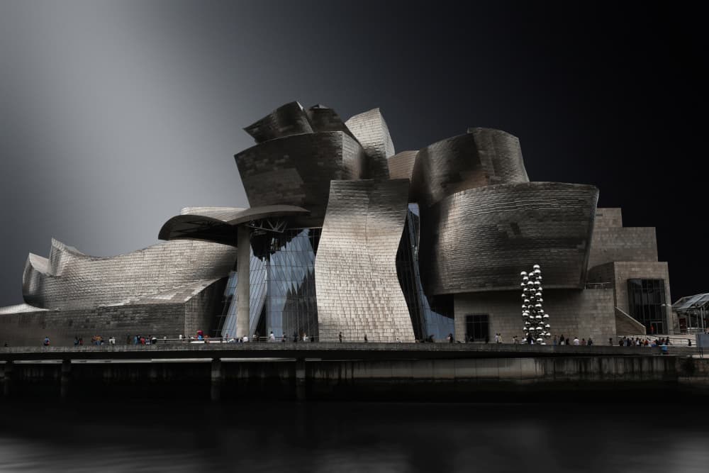 Curving Titanium Museum by Jorge Pimenta — canvas wall art