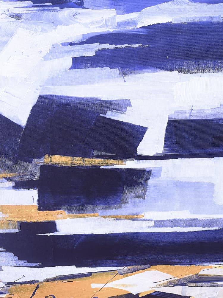 Indigo Gold Abstract Blocks by Santhosh ch — canvas wall art