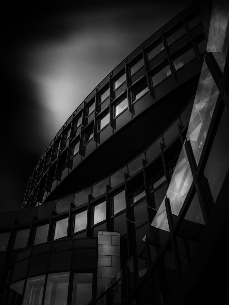 Dark Modern Building by Adam Dauria ☂ — canvas wall art