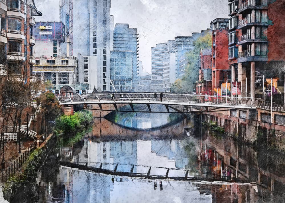 Urban River Architecture by Justyna Jaszke — canvas wall art