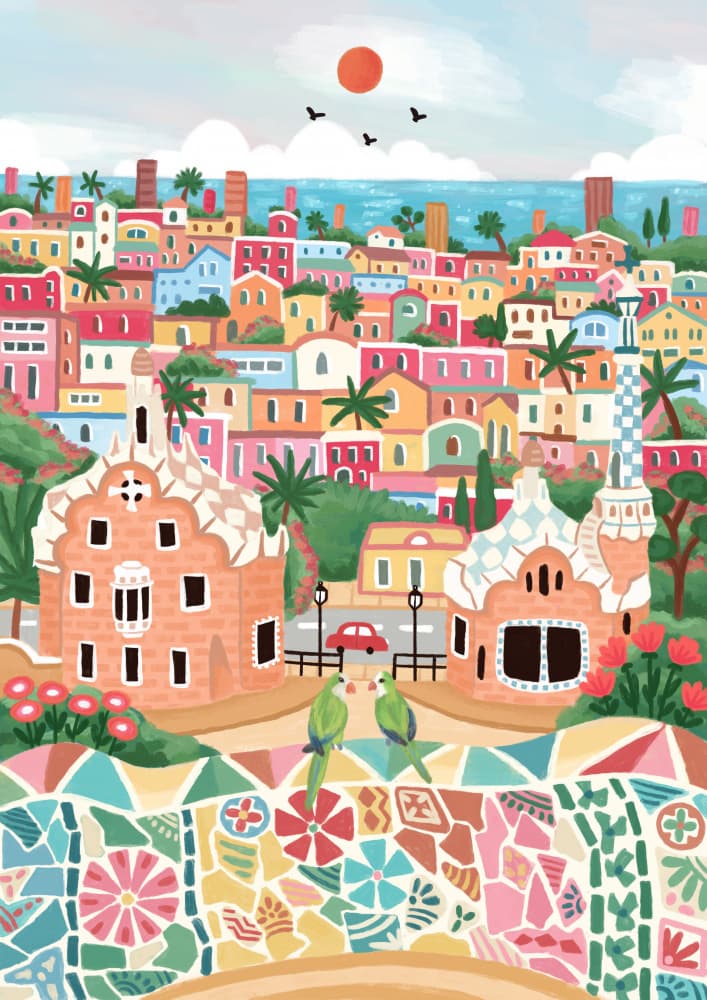 Colorful Barcelona Charm by Nidhi Kachhadiya — canvas wall art