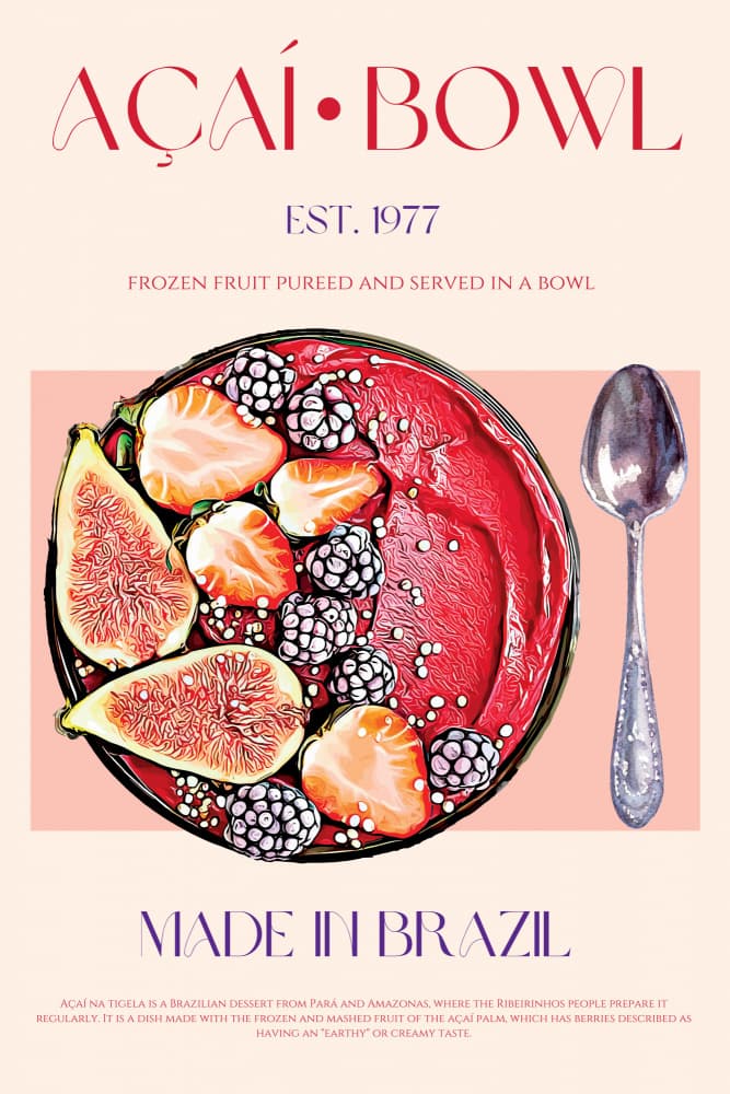Vibrant Açaí Fruit Bowl by Nazma Khokhar — canvas wall art