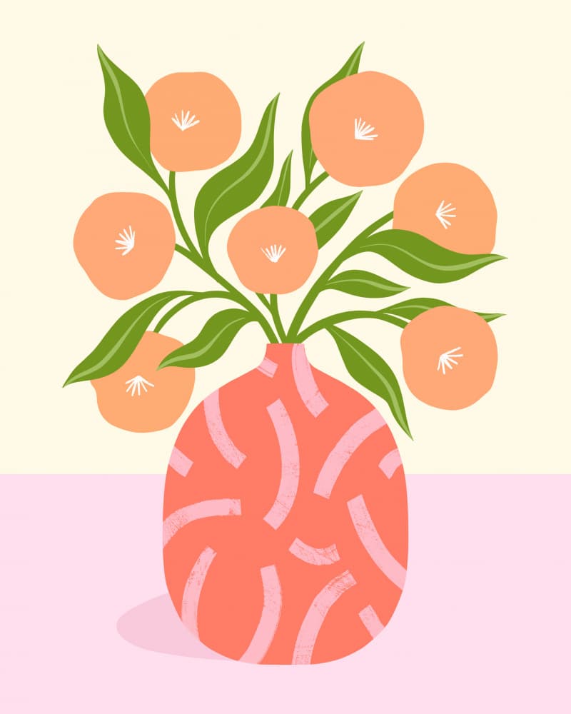 Flowers in Coral Vase by Melissa Donne — canvas wall art