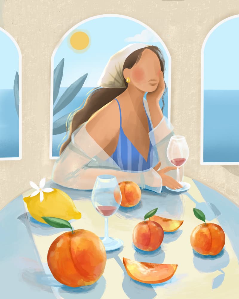 Girl with peaches by Petra Lizde — canvas wall art