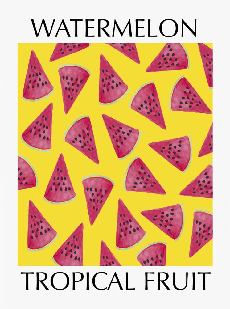 Vibrant Tropical Watermelon Pattern by Elizabeth C — canvas wall art